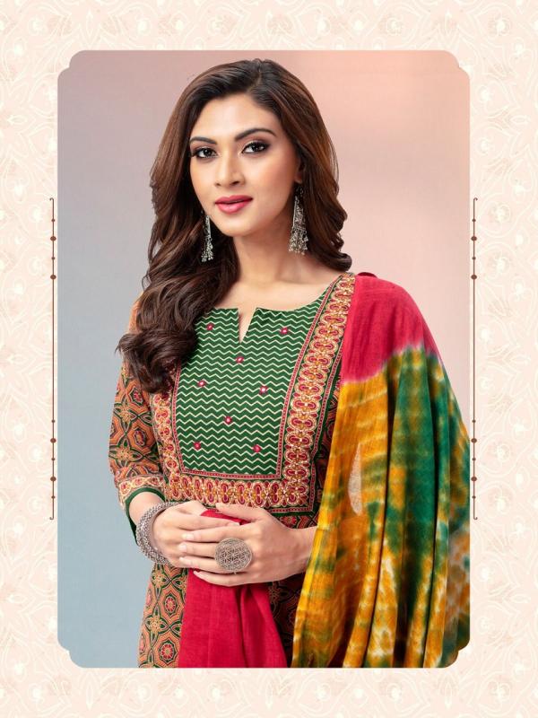 Aarvi Ajrakh Vol-1 Cototn Designer Kurti Pant With Dupatta Collection